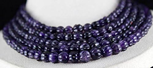 13 Inch 1 strand necklace of natural amethyst melon shape carved cut 10mm-4mm beads for DIY jewelry making.