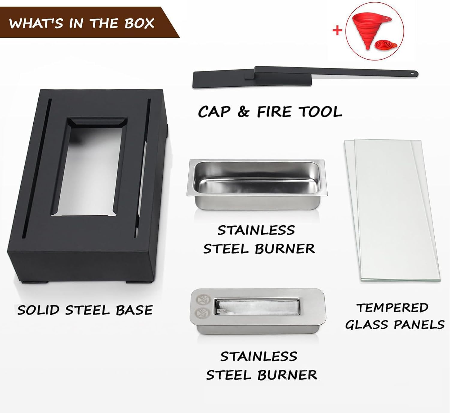 Table Top Fire Pit – Stainless Steel Iron Glass 150ml | Top Propane Fire Pit | Tabletop with Glass Wind Guard for Outdoor Patio Garden Camping and Home Decoration Use