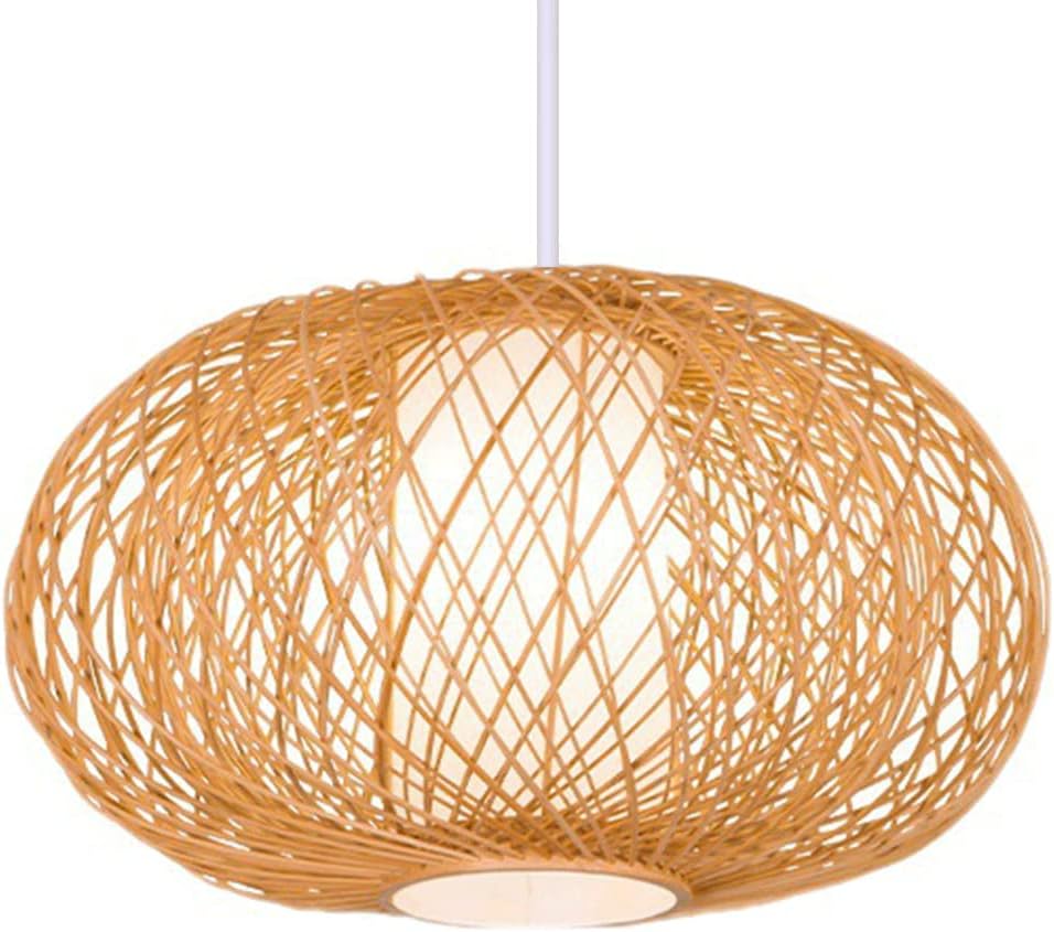 RCIDOS Bamboo Lantern Pendant Lights French Rattan Ceiling Light Shade Tropical Rattan Hanging Lighting Fixture Chinese Style LED Weaving Hanging Lighting for Kitchen, Bedroom, Dining Room