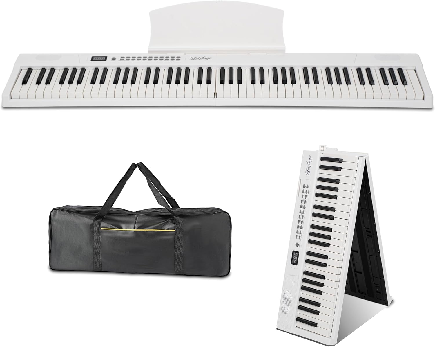 LeSage Portable Piano Keyboard, Semi-Weighted Folding Digital Piano 88 Key, Full Size, Wood Grain, Electric Piano Keyboard w/MIDI Bluetooth, Suitable for Adult, Toddler, Kids