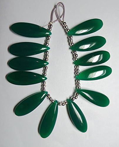 6 matched pairs, 30x10 mm long aprx.,green onxy chalcedony smooth pear briolettes