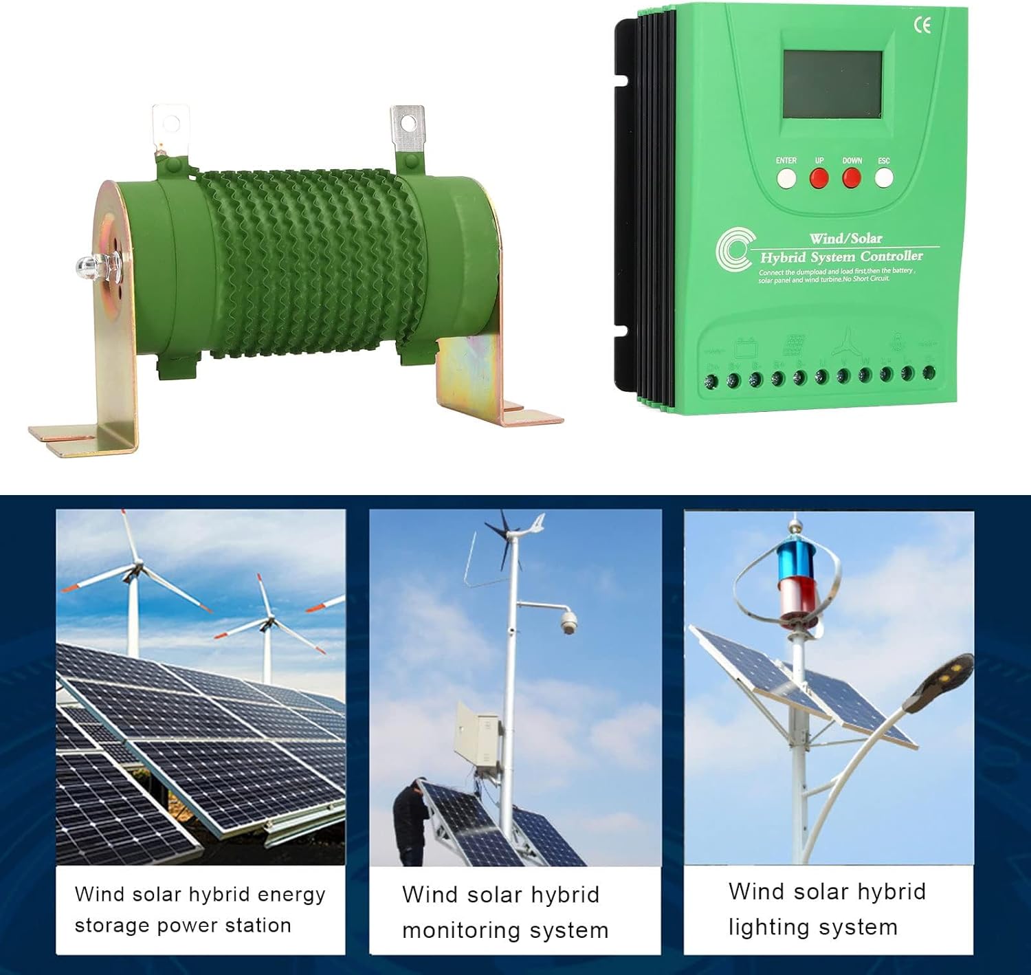 24V 48V Wind Solar Controller, MPPT Boost LCD Solar Energy Controller LCD Large Screen Digital Display(GPI48280)