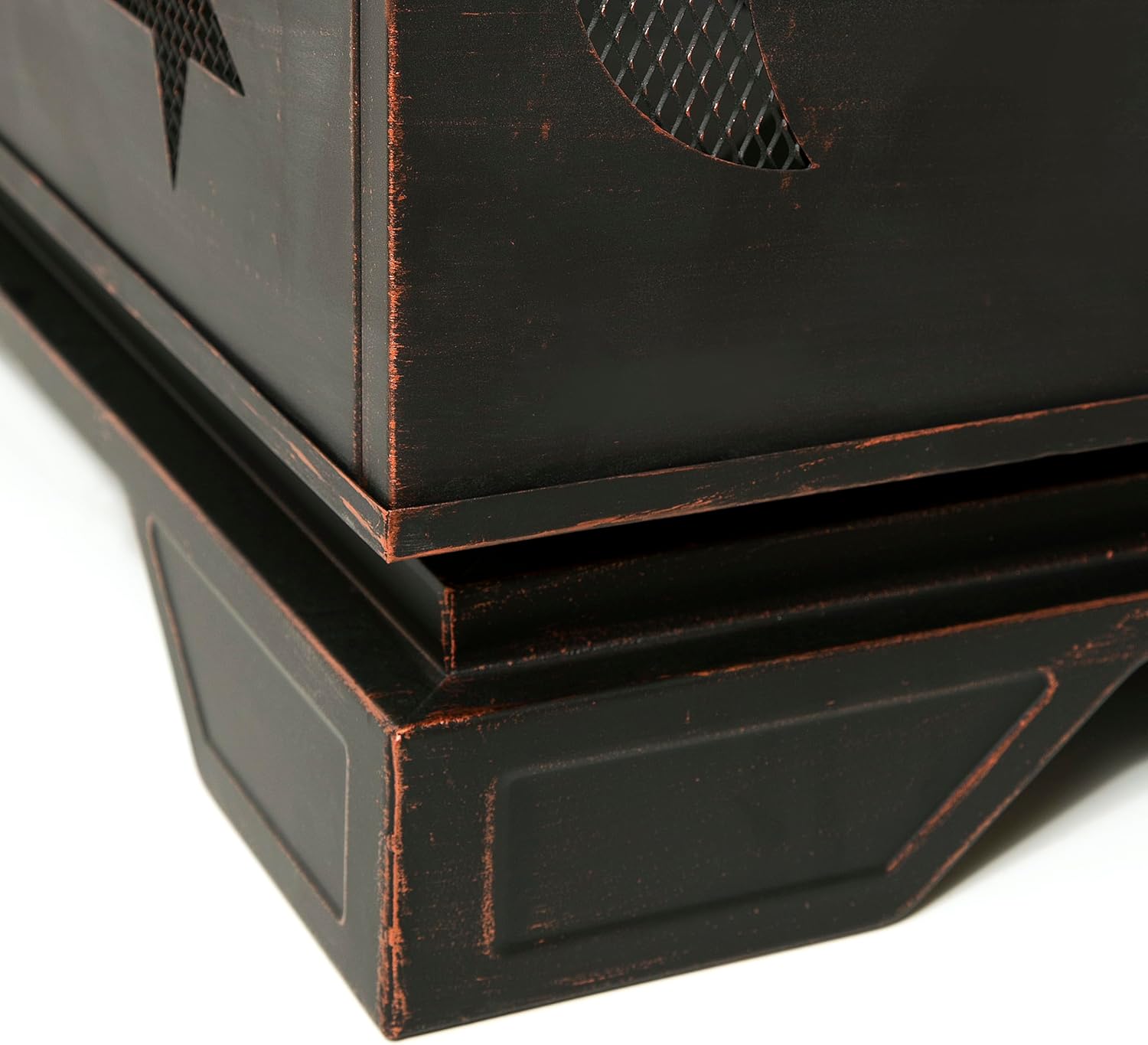 26 Inch Square Fire Pit with BBQ Grill, Outdoor Wood Burning Firepit with Poker, Large Burning Space Fireplace for Patio Garden Camping Backyard Picnic Bonfire