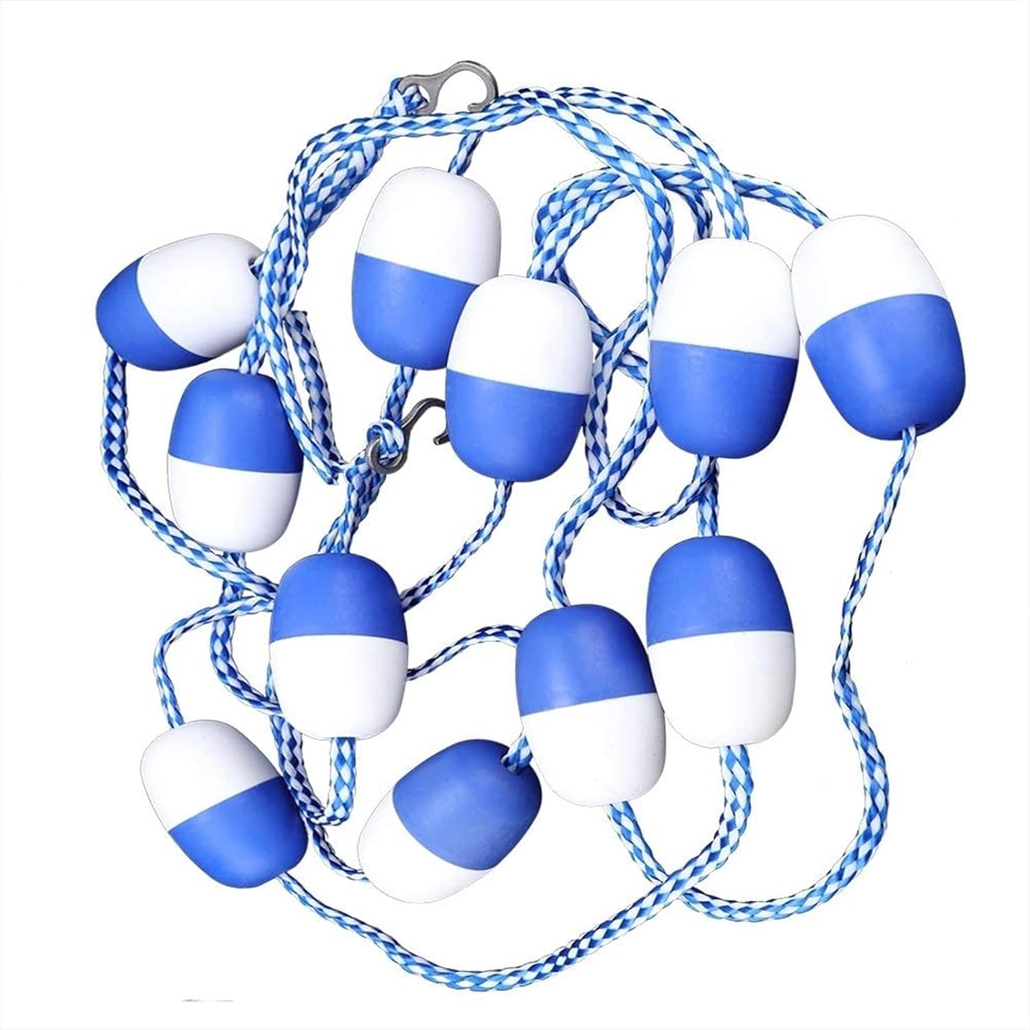 Blue White Pool Divider Rope Wave-Proof, Swimming Pool Safety Rope Float Line with 2 Pre-Assembled Stainless Hooks and Buoys for Effective Visibility (Color : Length, Size : 13m/42.6