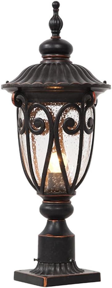 Outdoor Pillar Column Lamp Modern LED Fence Deck Cap Light Victorian Villa Courtyard Fence Landscape Light E26 Column Lights with Seeded Glass for Patio Patio Garden Decor(1pack)