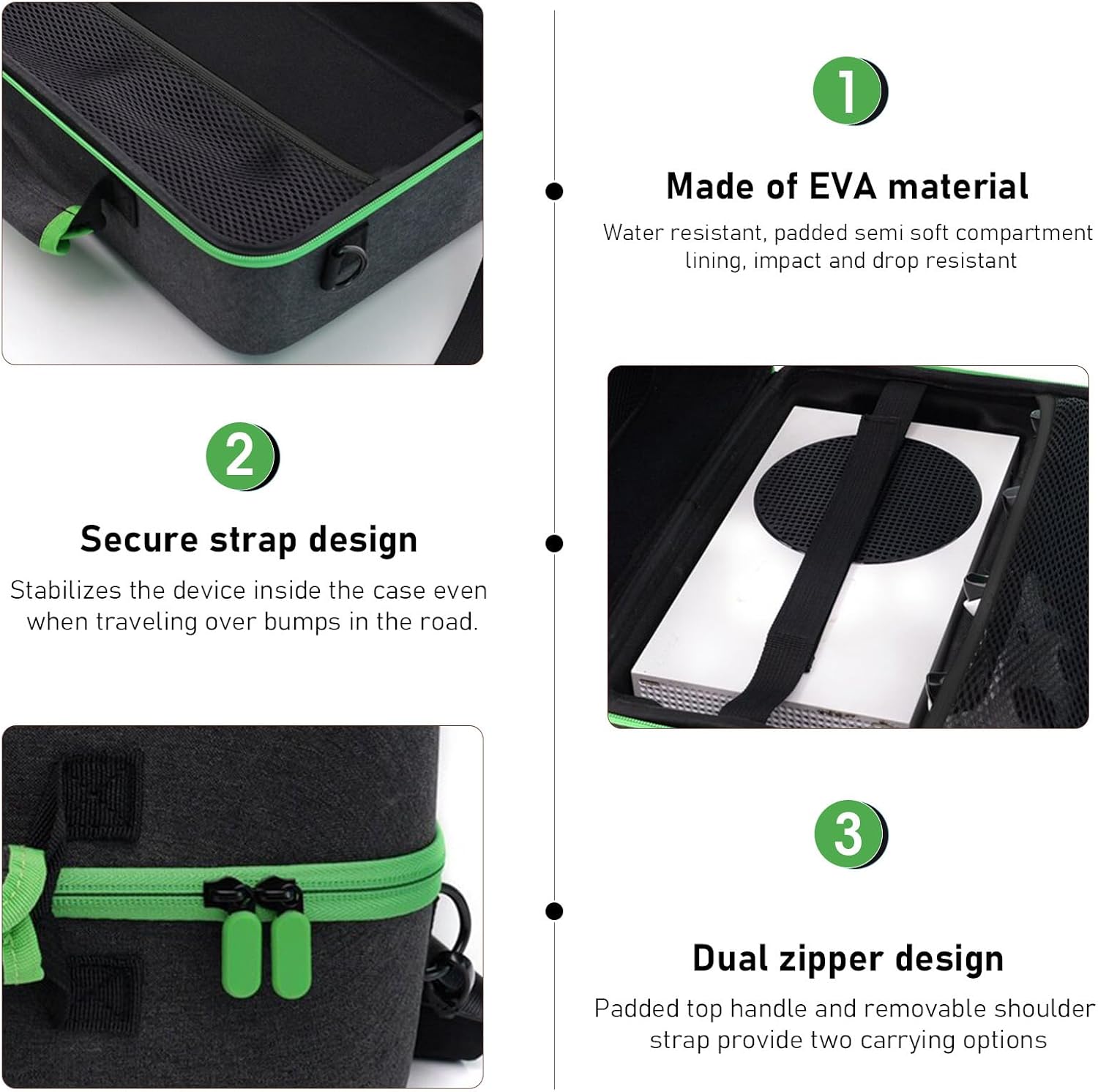 Carrying Case Compatible with Series X for Series S Game Consoles and Other Accessories, EVA Hard Case, Game Console Portable Carrying Case Organized Custom Compartments