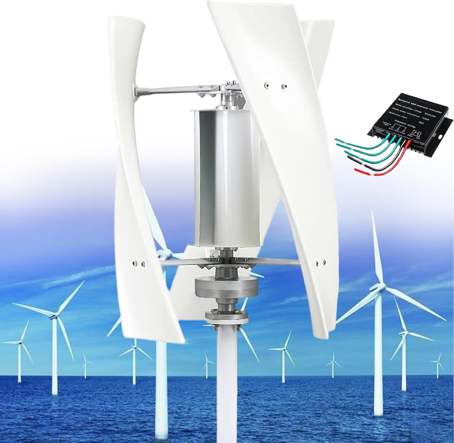 14000W Vertical Wind Turbine Generator, 3-Blade Magnetic Levitation Design, Waterproof Charge Controller, Ideal for Home Energy Solutions, 220V, Eco-Friendly Power