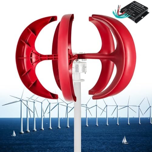 12000W Vertical Wind Turbine Generator Kit, 3 Phase AC Permanent Magnet, 12V/24V/48V/110V/220V, Low Wind Speed Start, 5 Blades, Home/Boat/Motor Home, Controller Included, White