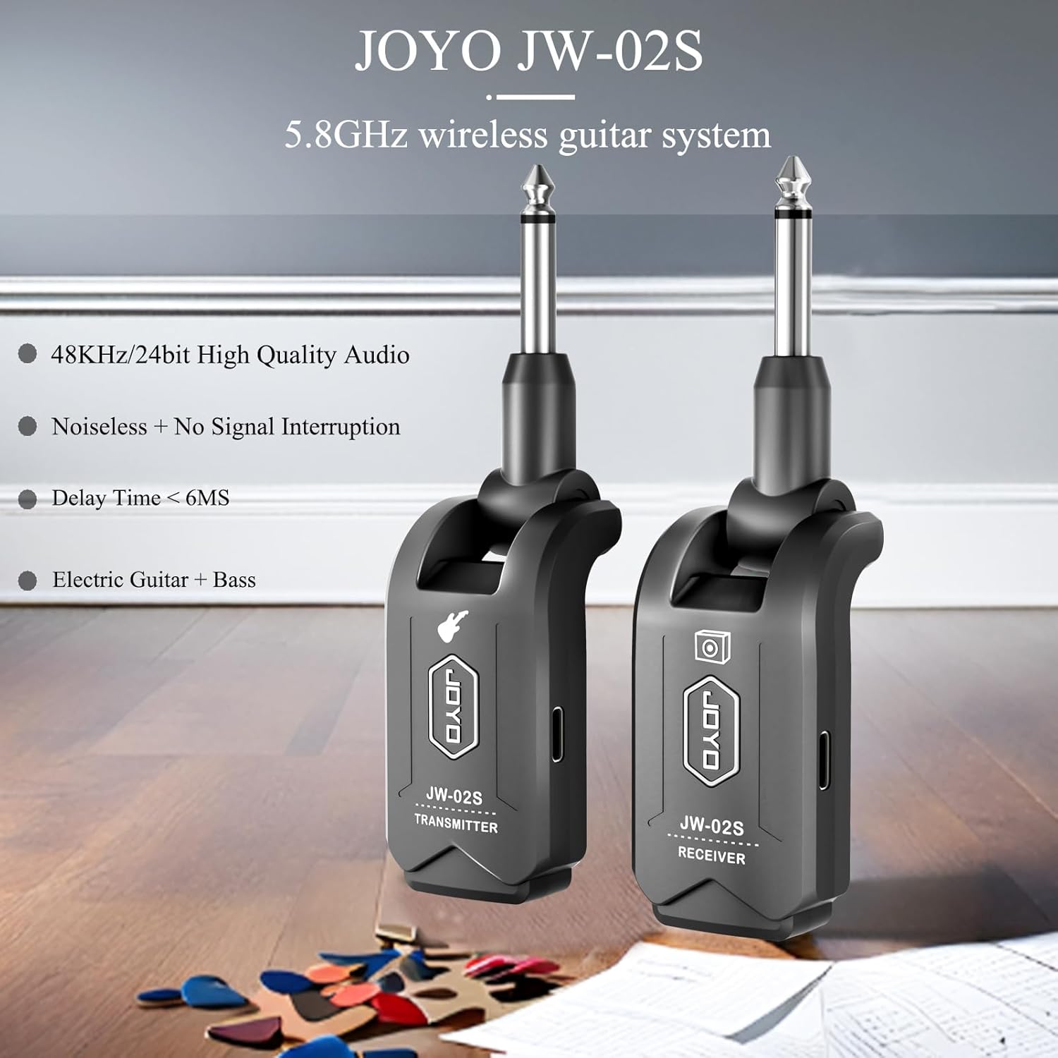 JOYO 5.8GHz Wireless Guitar System (JW-02S) Bundles with JOYO Mini Amp Head (Meteor II)