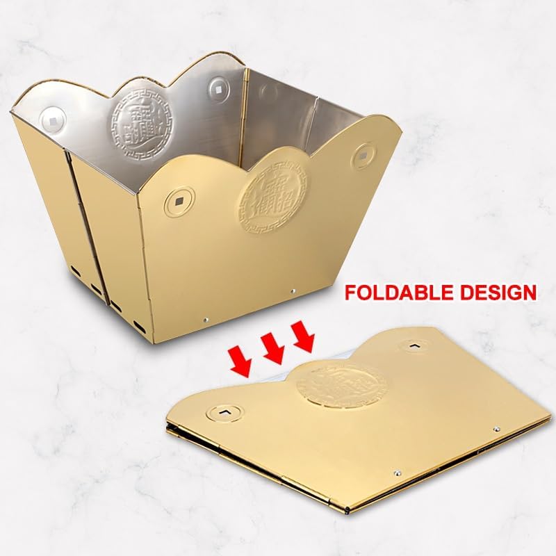 Foldable Incinerator, Burn Cage, Trash Burning Containers, Outdoor Fire Pit, Suitable for Garbage, Garden Leaves(Gold)