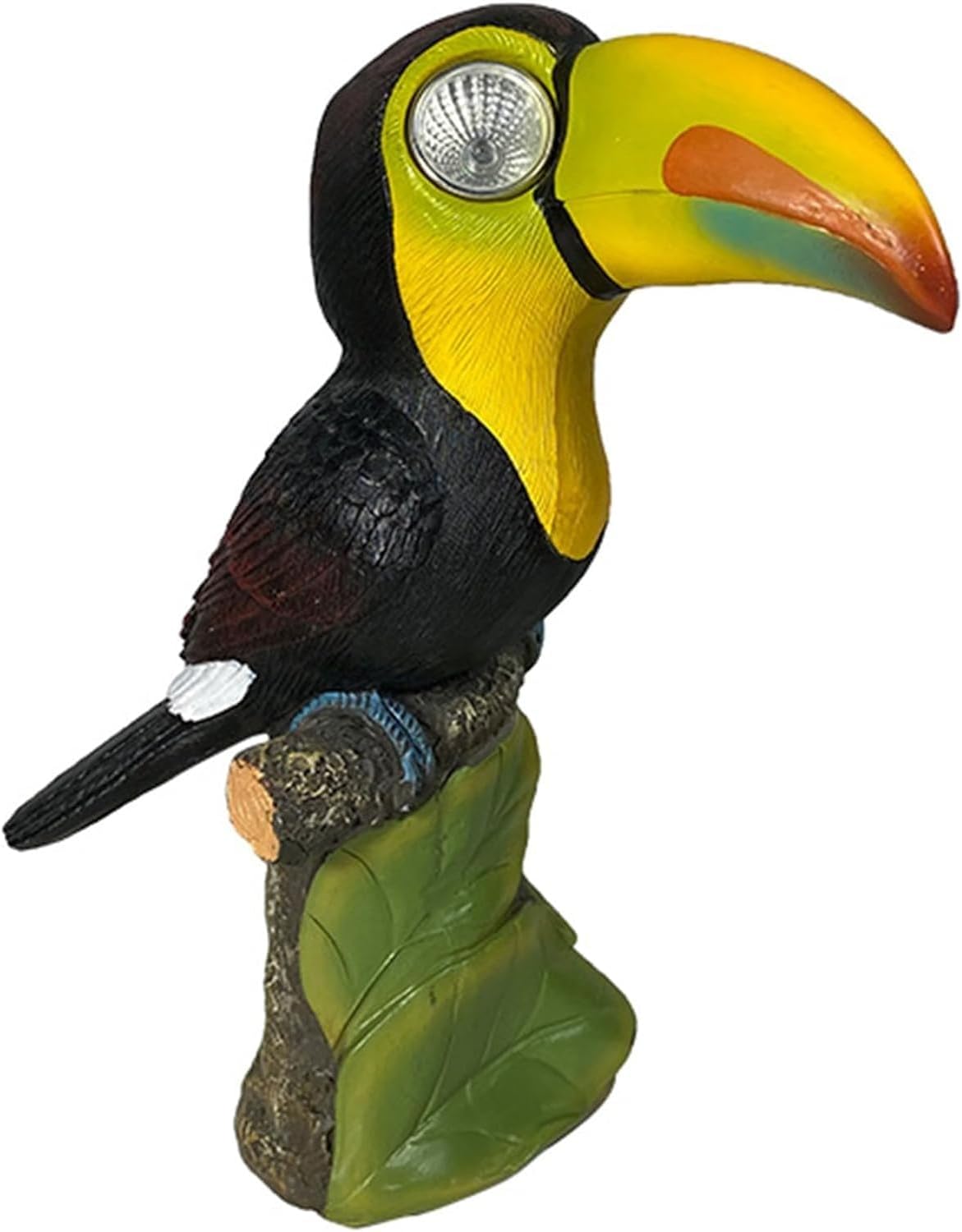 Garden Statue Figurine, Toucan with Solar Light, Rare Bird Sculpture, Lifelike Resin Statue Ornament Flower Stand Decoration,Art Sculpture Decor (Yellow)