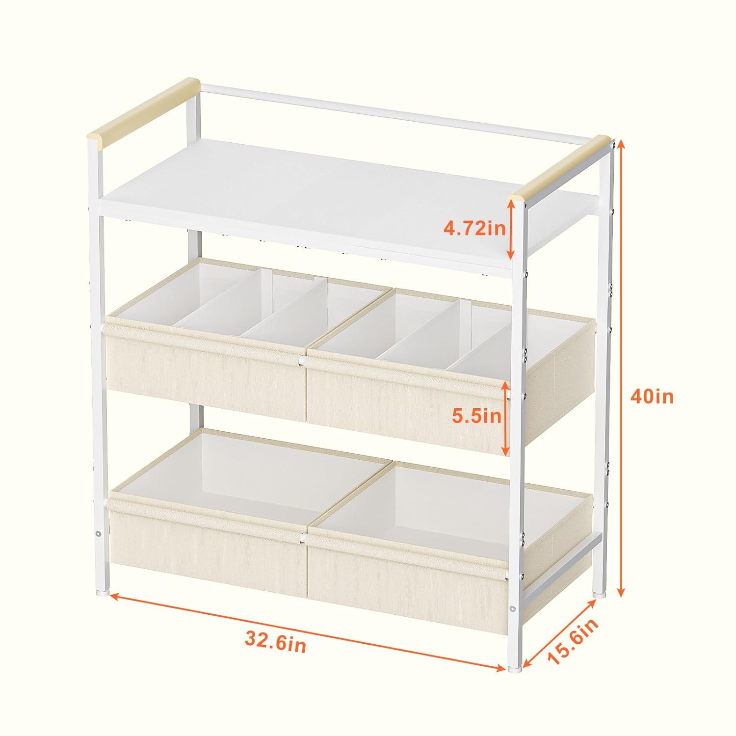 Baby Changing Table with Safety Bumper, Sturdy Diaper Change Station with Adjustable Devider in Large Storage Bin, Nursery Dresser for for Cloth Change, Baby Furniture Diaper Organizer,White