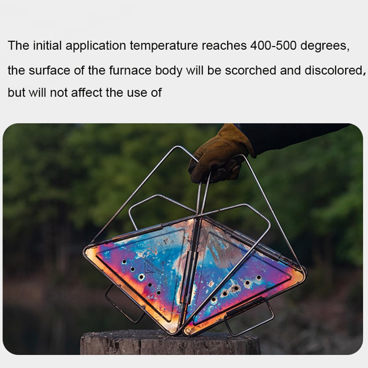 Portable Stainless Steel Outdoor Grill for Wood Burning Folding Fire Pit Camping Heater Charcoal Grill Bonfire Pit for Outdoor Use, Large Size: 15.75X15.75X14.17-inch