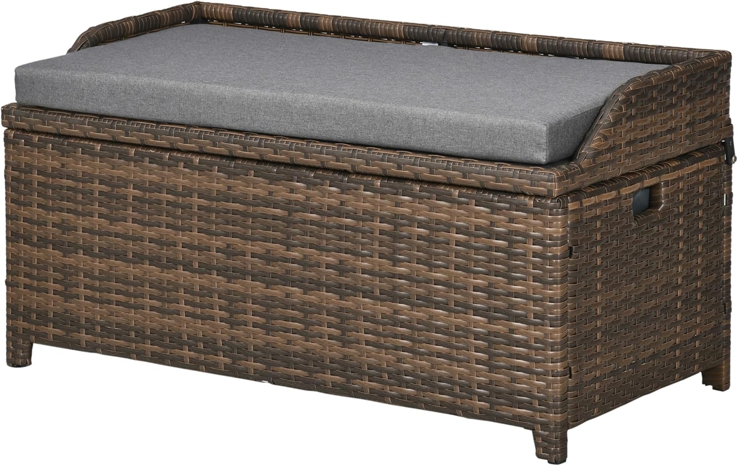 Outdoor Wicker Storage Bench Deck Box – PE Rattan Patio Furniture with Waterproof Bag and Comfortable Cushion, 2-in-1 Function for Porch, Patio, and Poolside