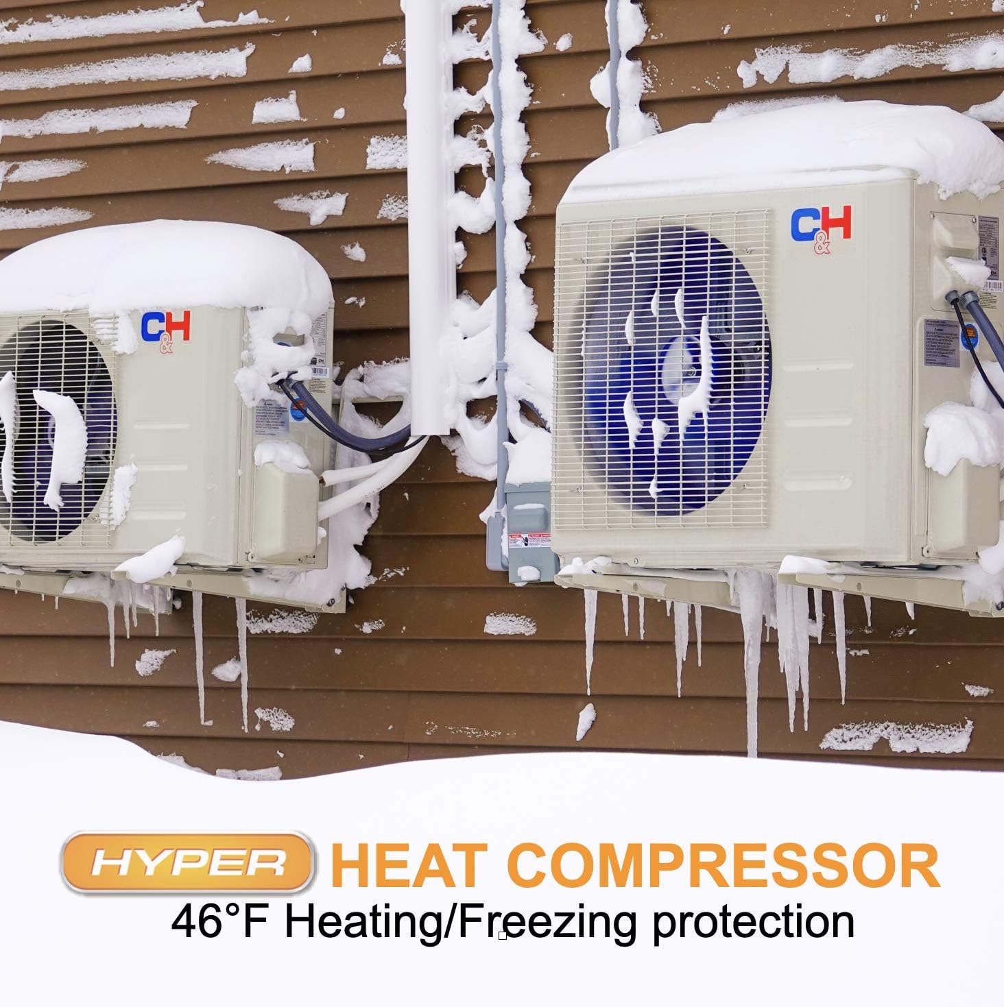 Cooper&Hunter Hyper Heat -22F Dual 2 Zone 9,000 + 9,000 BTU Ductless Mini Split Heat Pump Air Conditioner System 230V Full Set with Two 25ft Installation Kits