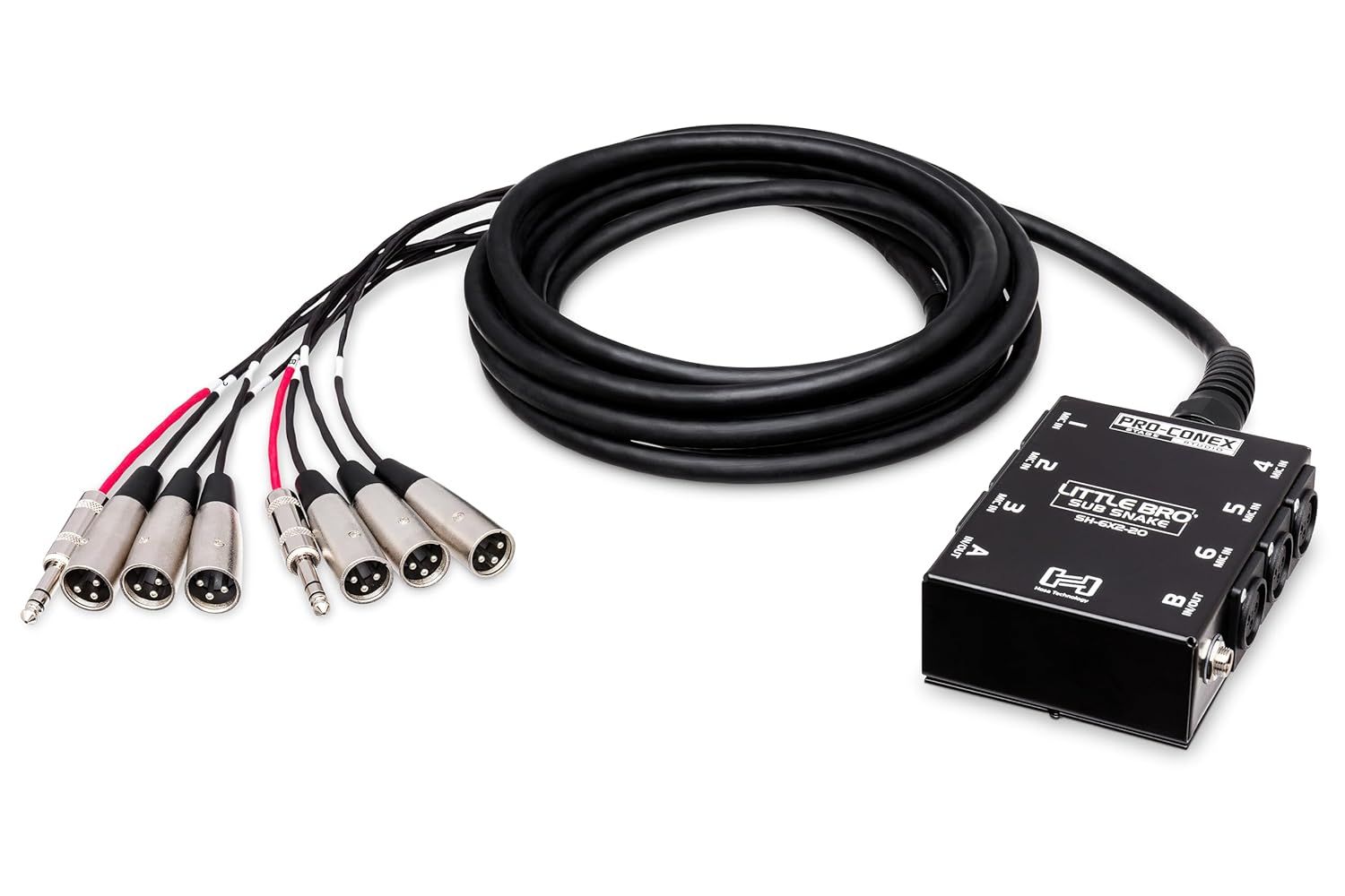 Hosa SH-6X2-20 Pro-Conex Little Bro' Sub Snake, Hosa 6 x XLR Sends and 2 x 1/4 Inch TRS Returns, 20 Feet