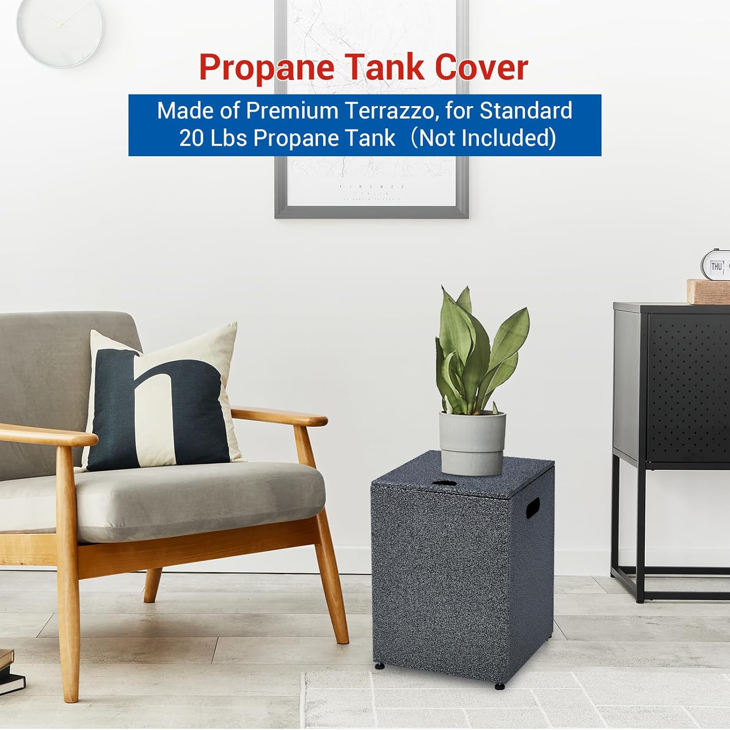 GarveeLife 36 in Outdoor Propane Gas Fire Pit Table, 50000BTU Iron Gas Firepit Table w 16 in Tank Cover, Wind Guard, Removable Lid, Blue Fire Glass, Rain Cover, CSA Certified Firepit Set for Outside