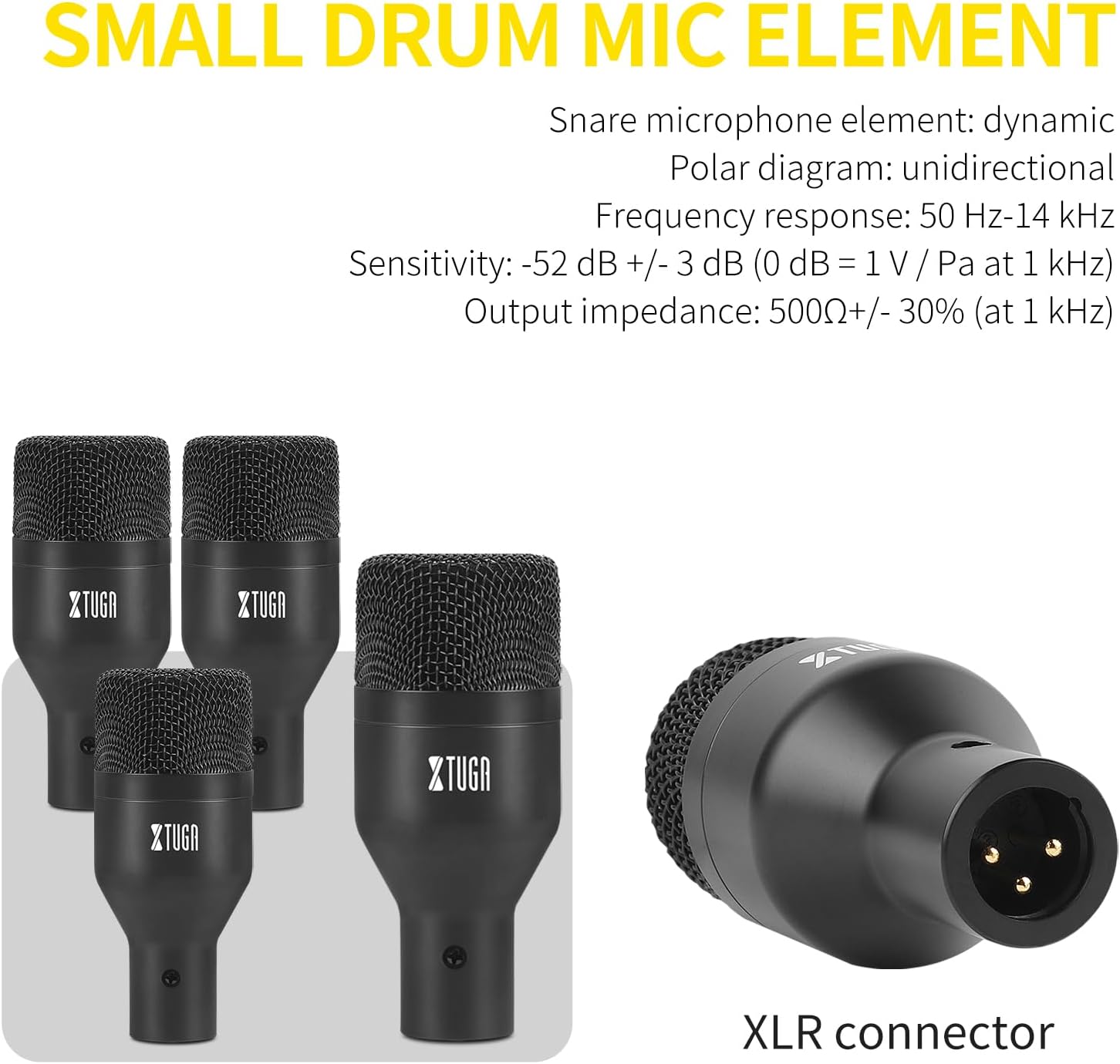 XTUGA New DI7 7 PCS Wireless Dynamic Drum Mic Kit Metal Kick Bass, Tom/Snare & Cymbals Microphone-Use for Drums, Vocal, Other Instrument with Thread Clip On Stage
