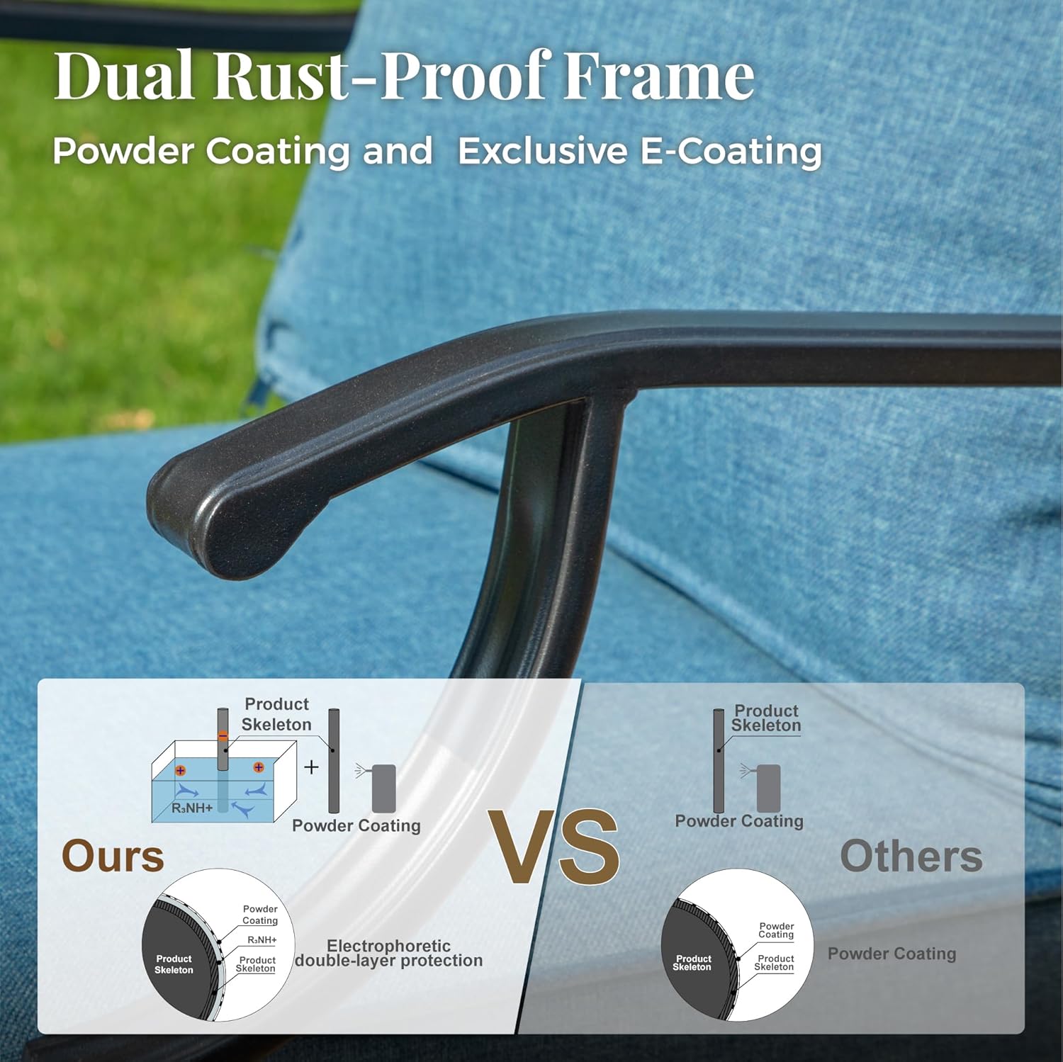 Patio Furniture Set with Fire Pit Table, 5 Pcs Metal Outdoor Conversation Set, 4 Swivel Chairs with 5.75