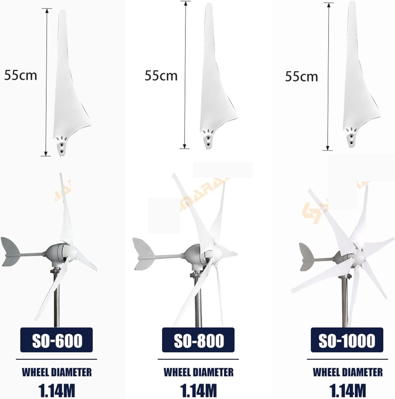 Industrial Wind Turbine Generator Wind Turbine Generator 600w 800w 1000w Horizonta Wind Turbine Generator 12v 24v 48v Windmill Low Noise Small WindMill MPPT Controller Solar And Wind Power Parts(5,1_4