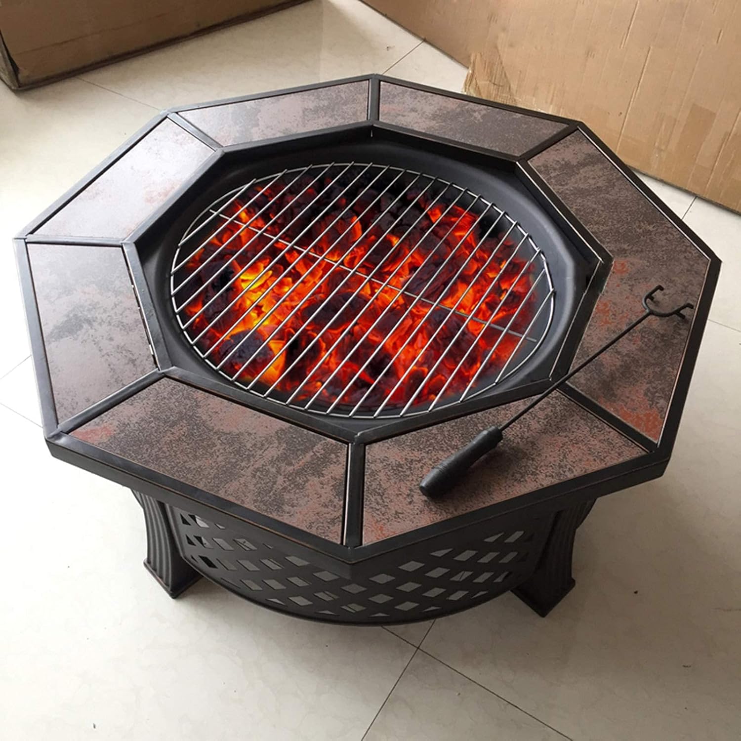 Fire Pits Outdoor Garden Burning Fire Pit Bowl BBQ Table, Terrace Patio Lawn Garden Outdoor Heating Burning Brazier, 88cm/34.6
