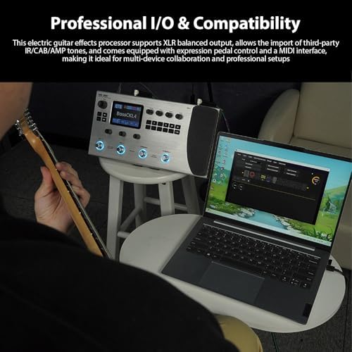 Asixxsix M Guitar Effects Processor, 120 AMP Drum Machine, Portable Guitar Multi Effects Processor Pedal, 4 Switch Control System and a 3.5Inch Screen