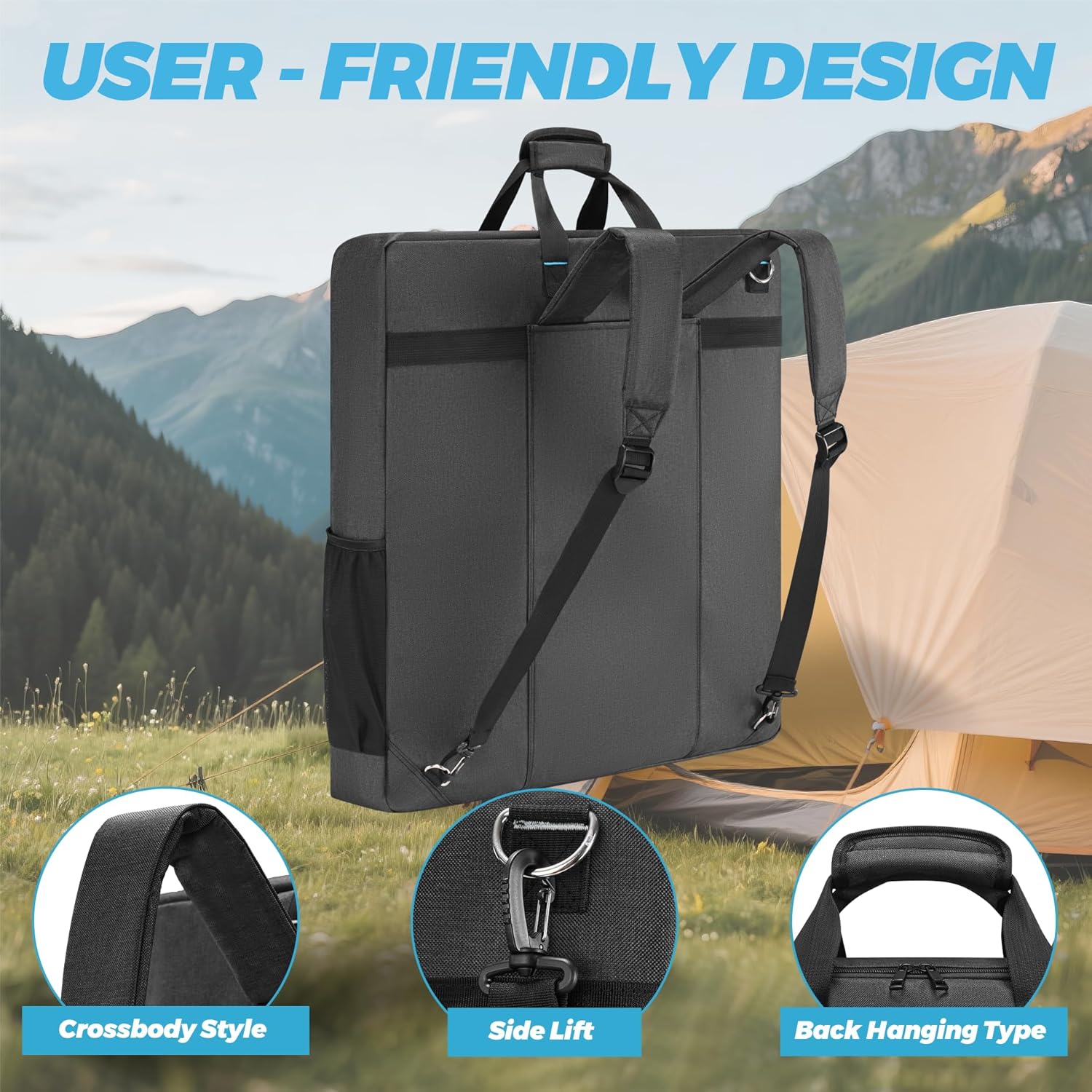 Solar Panel Storage Bag Compatible with Jackery SolarSaga 100W 200W/Anker 100W 200W/Ecoflow 160W 220W/Bluetti 100W 200W, Travel Carrying Case for 2 Battery Panels, Solar Panel Bag with Multiple Pocket