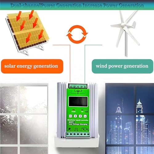 16000W Wind Solar Hybrid Controller - MPPT Boost Charging, LCD Display, 8000W Wind Turbine & Solar Power, 12V Multifunctional Charge Controller for Renewable Energy Solutions