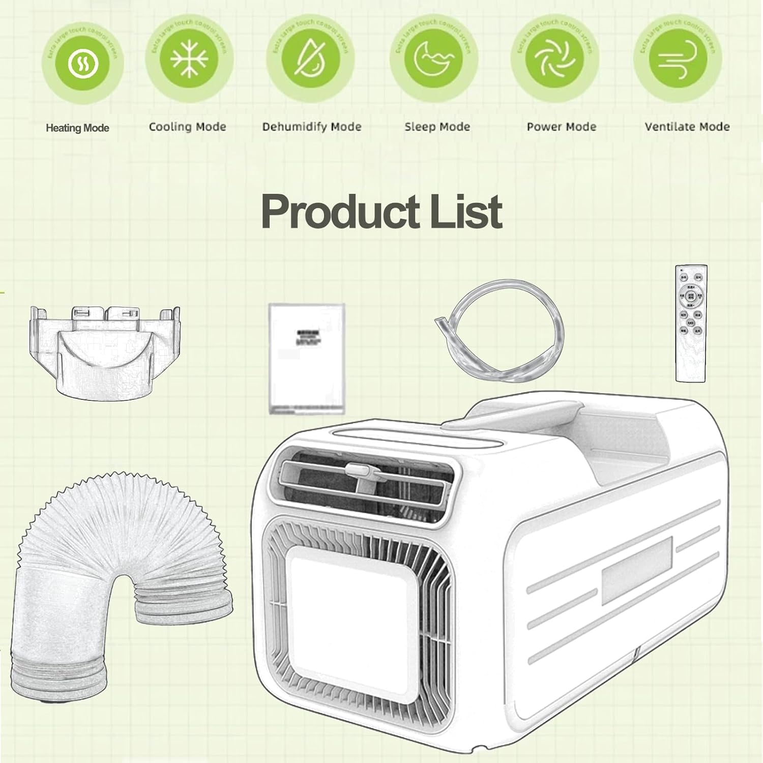 iHooToo Portable Camping Air Conditioner - 110V AC 4800BTU Cooling & 2500BTU Heating, 40-50dB Tent AC for Camping, Remote Control, Cools 86 sq ft, Ideal for Camping, RV, Truck, Small Rooms (Green)