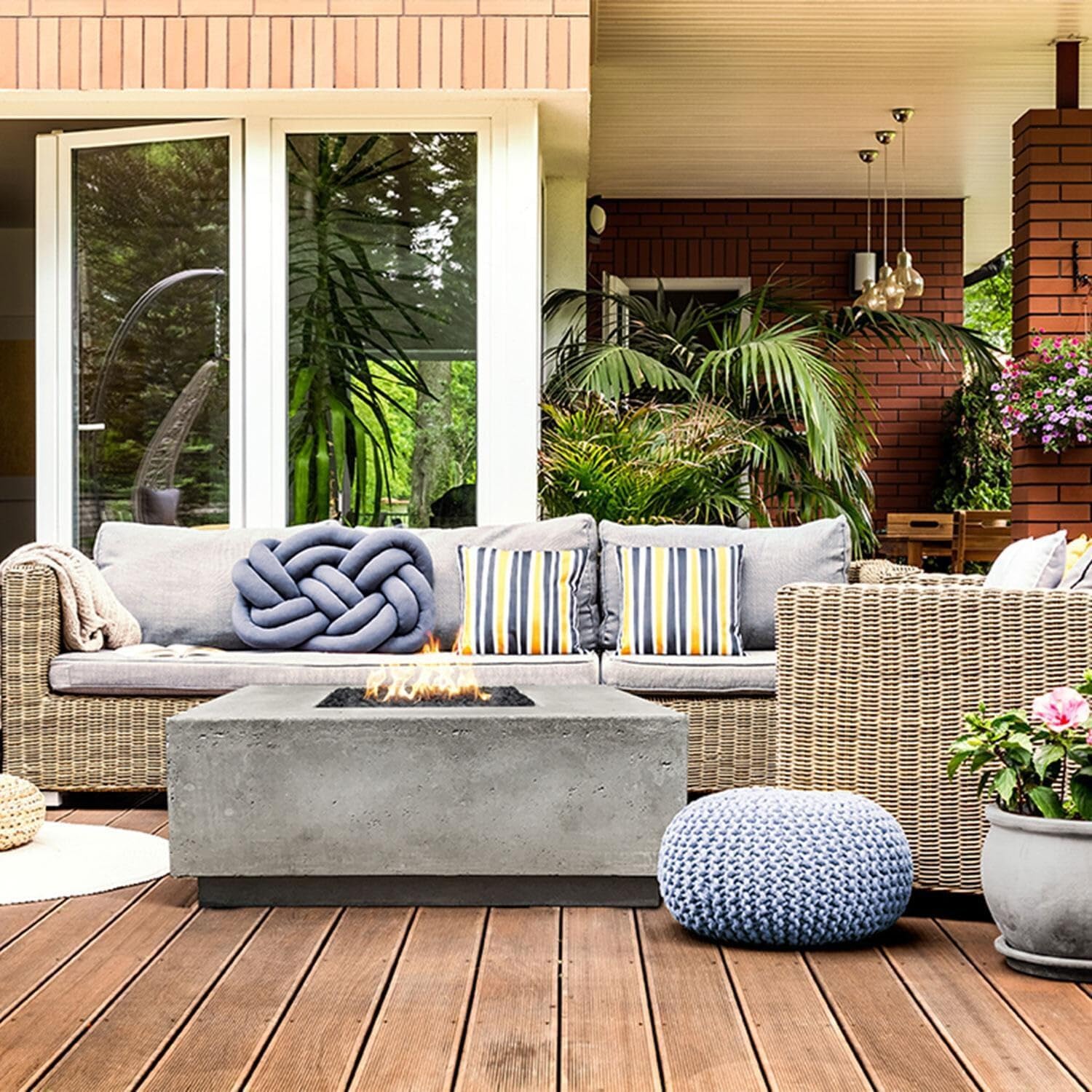 Lakeview Cascata Bay 2 36-Inch Propane Square Fire Pit Table - Pewter - SCPH-406-4LP