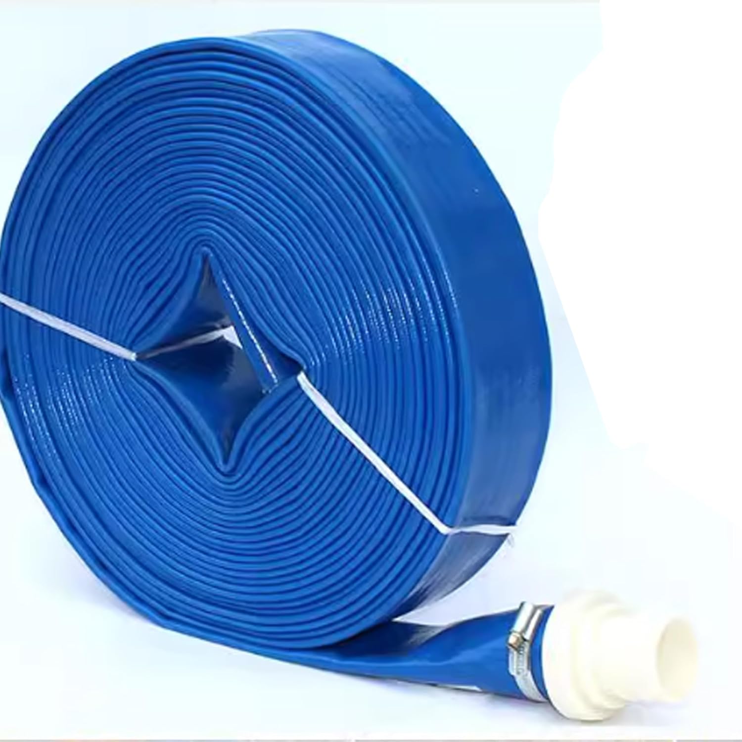 Blue Lay Flat Hose Thicken Water Discharge for Discharge or Backwash Water Transfer Applications, Reinforced PVC(164ft,75mm/3in)