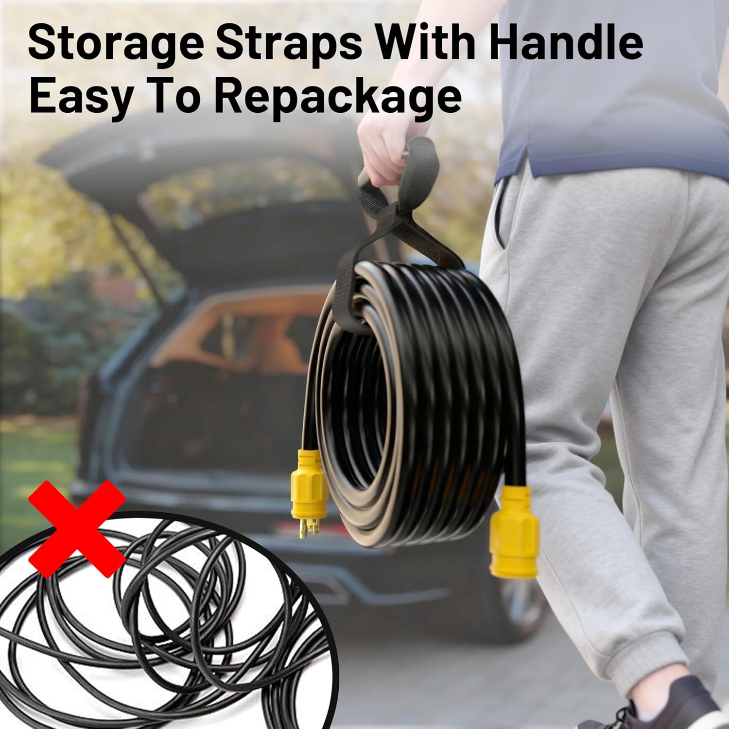 30 Amp Generator Extension Cord 4 Prong 25FT, NEMA L14-30P/L14-30R 10 Gauge Extension Cord Twist Lock Generator Power Cord Heavy Duty, STW 125/250V 7500W, Yellow ETL Listed