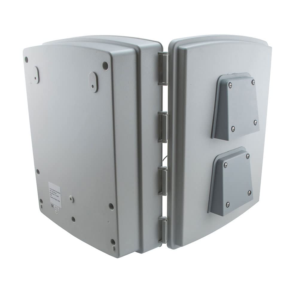 NavePoint 14x10x04 ABS Plastic Weatherproof Indoor/Outdoor IP24 NEMA 3R Enclosure, Hook & Loop Mounting, Fan & 120 VAC outlets, Gray