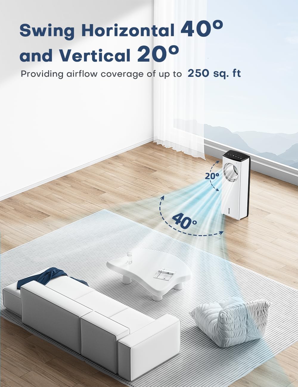 BALKO 3 IN 1 Portable Air Conditioners, 32 INCH Evaporative Air Cooler for Room w/Sleep/Natural/Normal Mode, 3 Speeds, Remote & 1-8H Timer for Auto-Off, 1 Gal Water Tank, Swamp Cooler Bedroom Indoor