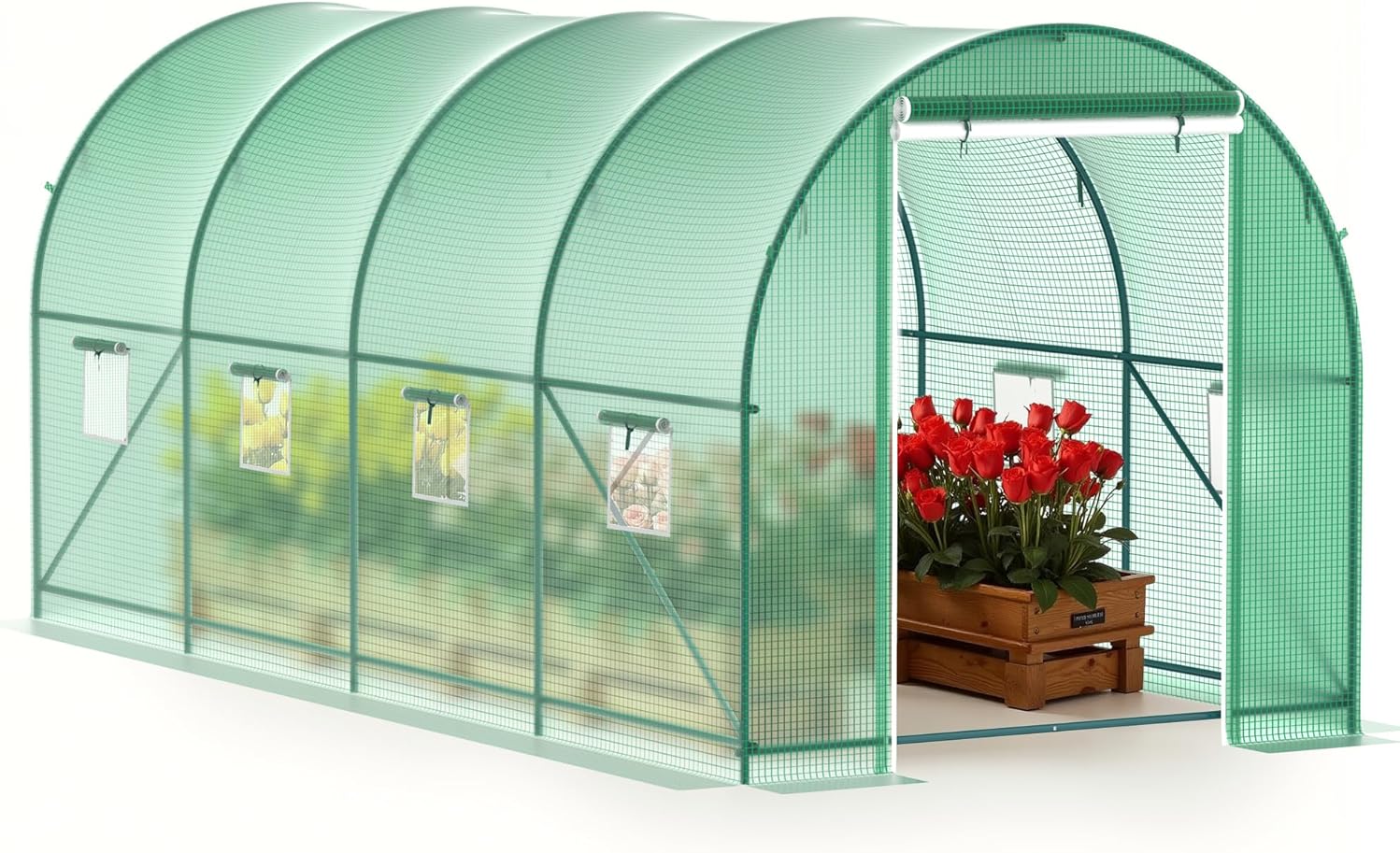 GOJOOASIS Greenhouse Outdoor Green House for Outside Winter Heavy Duty Large Walk-in Green Garden Hot House Portable Greenhouses for Backyard Arch Gardening Plant Shed (15'x7'x7')
