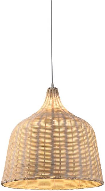 Idyllic Style Rattan Hanging Light, Bamboo Lampshade, Bedroom Tea Room Decoration Lighting Pendant Lamp, E27 Single-Head Chandelier, Ceiling Lighting Fixtures