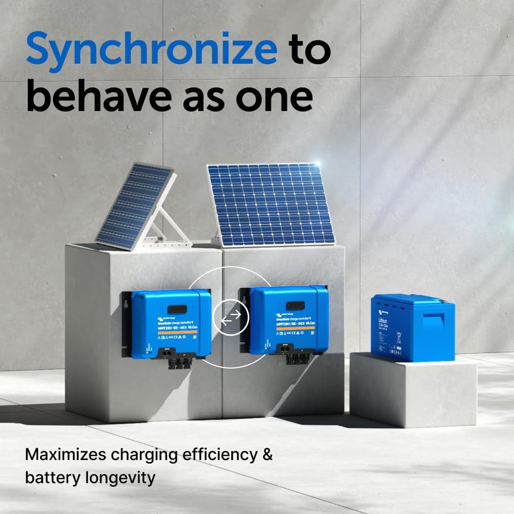 Victron Energy SmartSolar MPPT MC4 Compatible VE.Can Solar Charge Controller (Bluetooth) - 250V, 100 amp, 12/24/36/48-Volt