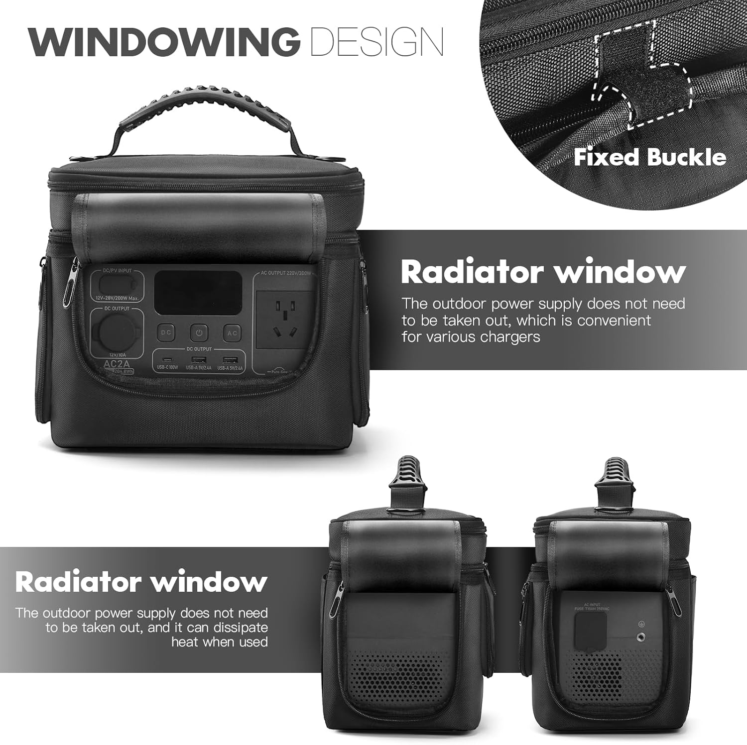 Carrying Case Compatible with BLUETTI 100 W 200W Solar Panel and BLUETTI AC2A Power Station Generator Protective Shoulder Bag Storage Cover