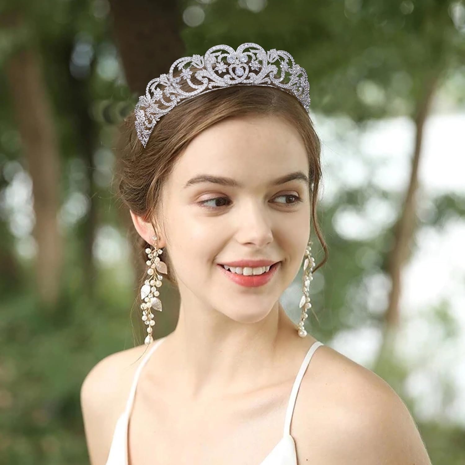 Aoligrace CZ Princess Diana Wedding Crowns for Bridal Spencer Replica Tiaras for Women Cubic Zirconia Prom Headpiece Sweet 16 Hair Accessories