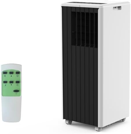 8000 BTU Portable Air Conditioner - 3 in-1 Cooling, Dehumidifier & Fan, Quiet AC Unit for Rooms Up to 350 Sq.Ft, 24H Timer, Remote Control & Window Kit Included, Black
