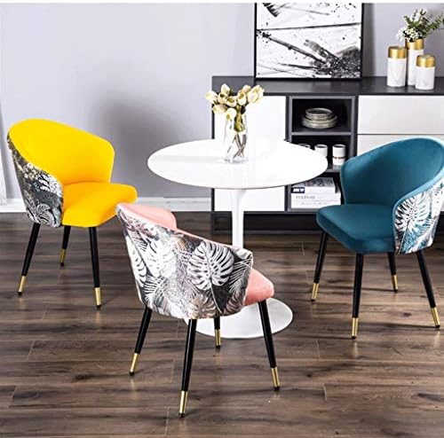 Modern Kitchen Dining Room Chairs Velvet Dining Chairs with Armrests and Backrest with Metal Chair Legs for Office Lounge Dining Kitchen Bedrom (Color : Pink)