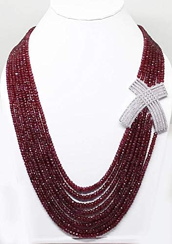 25% discount vintage 800 carats multi strand ruby necklace/faceted rondelle beads gemstone/ruby gemstone necklace 8 strand metal bronze size- 2mm