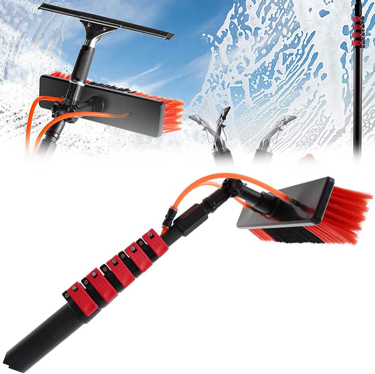 Water Fed Telescopic Brush Cleaning Photovoltaic, Solar Panel Cleaning Brush, Window Cleaning Pole, Water Fed Pole Kit, Outdoor Building Glass Washing Equipment,10.8m/36FT