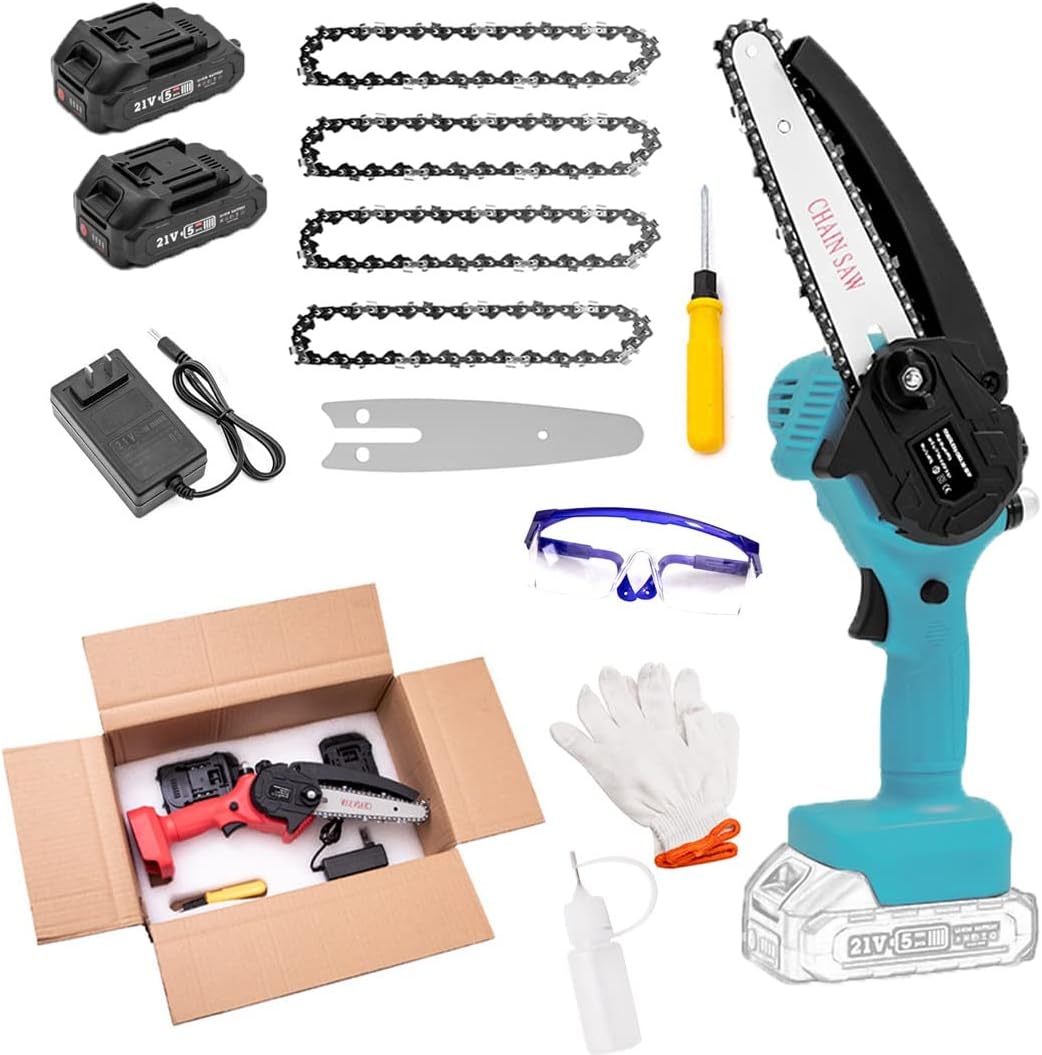 Mini Chainsaw,6 Inch Cordless Chainsaw,with Battery and Charger,Mini Chain Saw,Cordless Battery Power, Portable Electric Chainsaw, Suitable for Gardening, Wood, Outdoor Camping