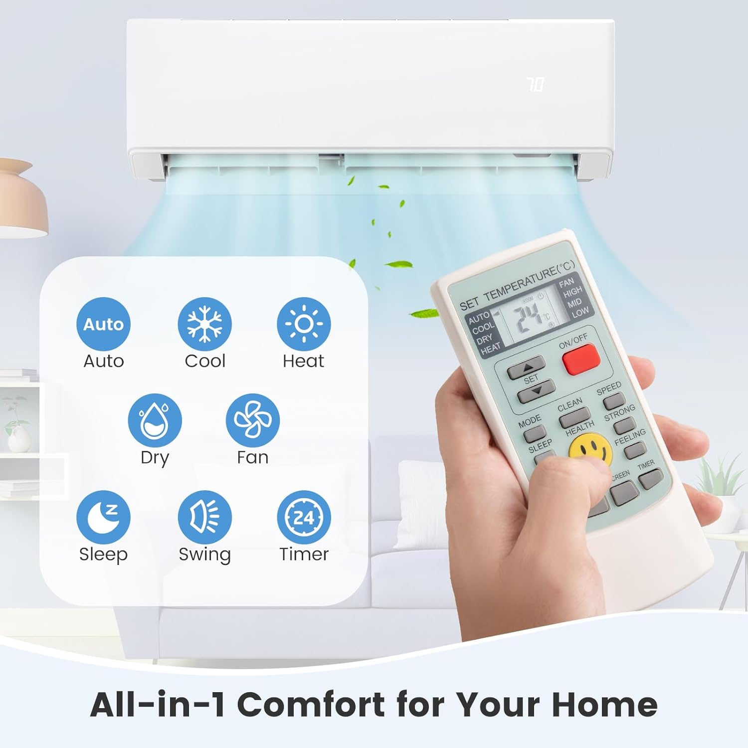 ARLIME Mini Split AC, 2 Zone 30000 BTU Wifi Enabled Air Conditioner & Heater, 23 SEER2, Energy Star, R32 Refrigerant, Inverter Wall AC Unit with Installation Kit, 208-230V (Dual Zone 7K+ 9K)