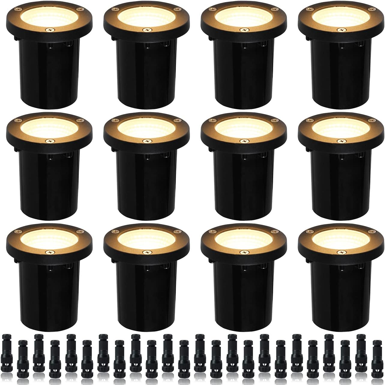 EAGLOD 5W Well Lights,12-24V LED In-Ground Low Voltage Landscape Lights with Connectors, IP67 Waterproof Landscape Lighting,3000K ~5000k White Pavers Lights for Yard, Garden, Patio (12 Pack+10 Pack)