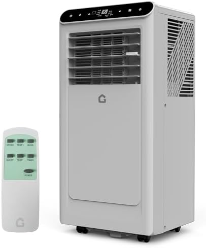 8,000 BTU Portable Air Conditioner, 3-In-1 Ventless Portable Air Conditioner with Dehumidifier, Fan, Room AC Unit Cools Up to 350 Sq.Ft., Auto Swing, 24H Timer, Windows Kit Included, Grey