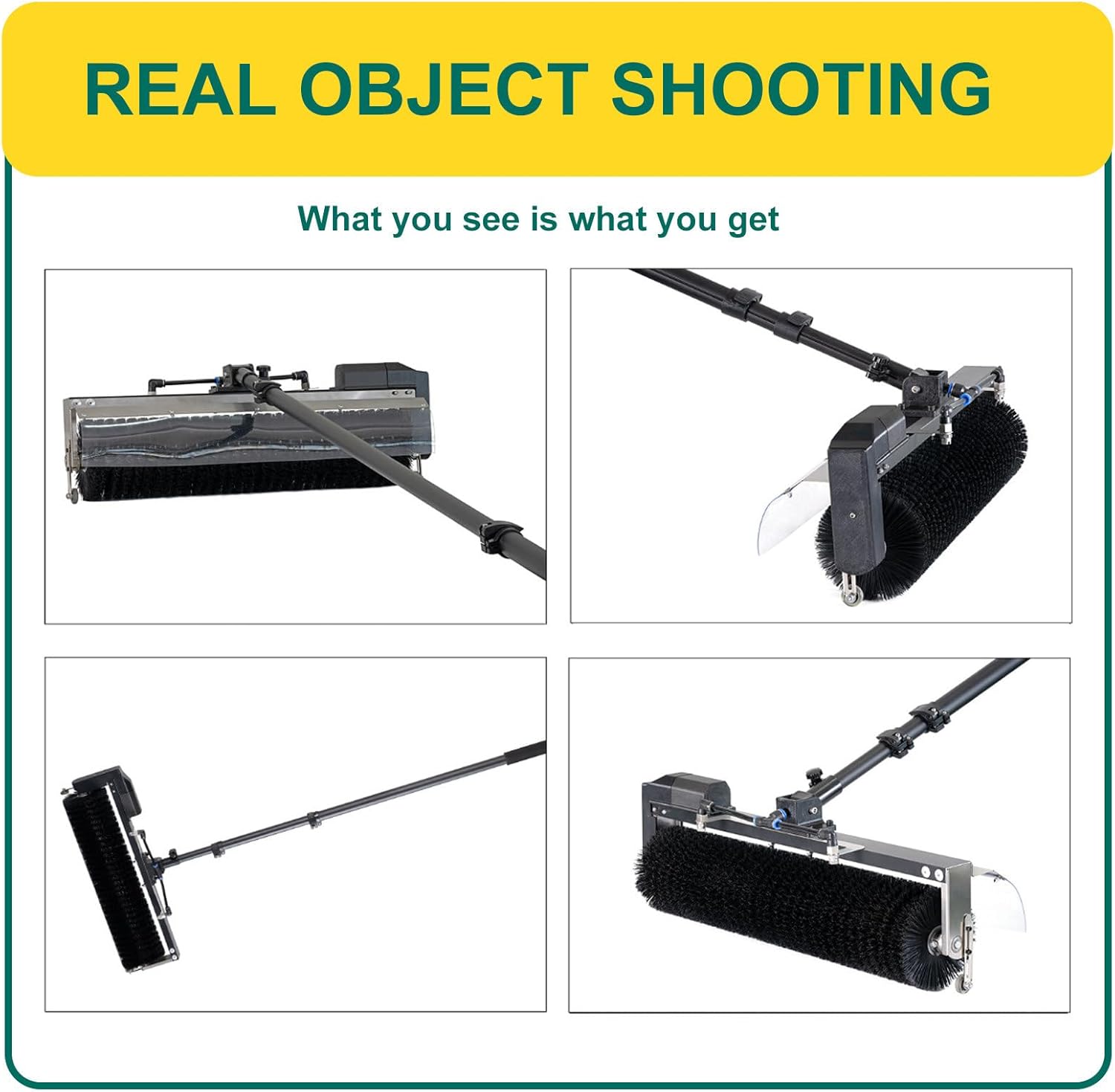 Solar Panel Cleaning Tool,Water Fed Rod Kit,Telescopic Buckle Design, with Hose & Drum Brush Head, for High-Altitude Cleaning Operations,3.5m/11ft