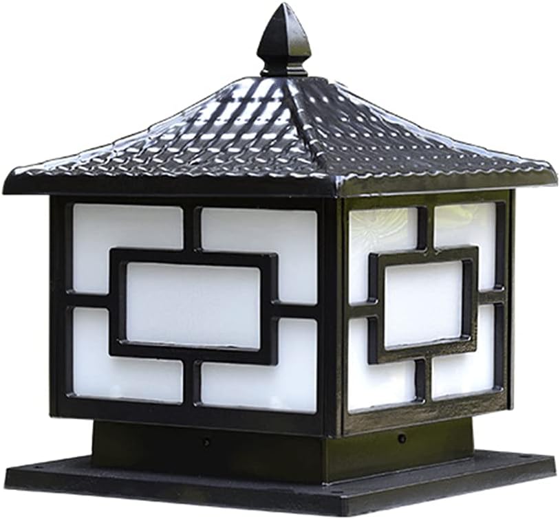 Outdoor Classic Aluminum Column Light Traditional Waterproof Post Light Fixture Villa Courtyard Fence Landscape Bollard Post Lamp E27 Base with Dock Deck Lighting for Patio, Garden, Walkway