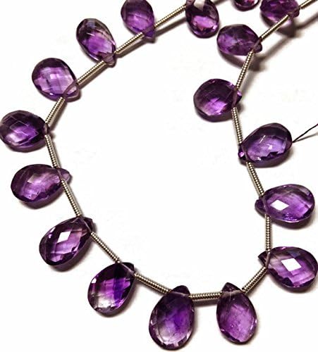 african amethyst faceted briolettes 6x8.5mm - 7x9mm 4 beads